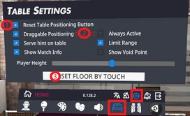 How to reach table settings, and pertinent settings for repositioning