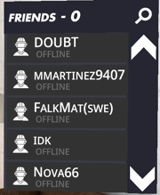 Friends list displaying all friends as offline