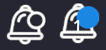 Left: the notification icon. Right: notification icon with one message.