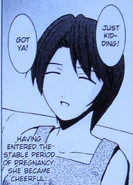 Hiromi, cheerful despite the many failed attempts to have a baby she and her husband have had.