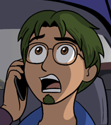 Luke on phone with his friend