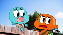 Los bigotes de Gumball están desaparecidas en esta escena de "El DVD".