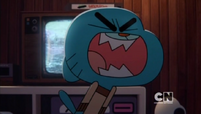 En esta escena de "La Entrometida", faltan los bigotes de Gumball en la parte derecha.