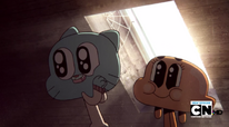 En esta escena de "El Auto", desaparece las cejas de Gumball.