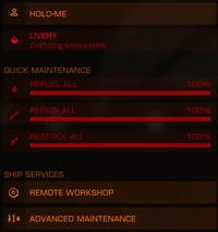 Remote Workshop in the Starport Services menu