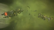 The Sacrosanct's wreckage, orbiting Mudhrid 2 a