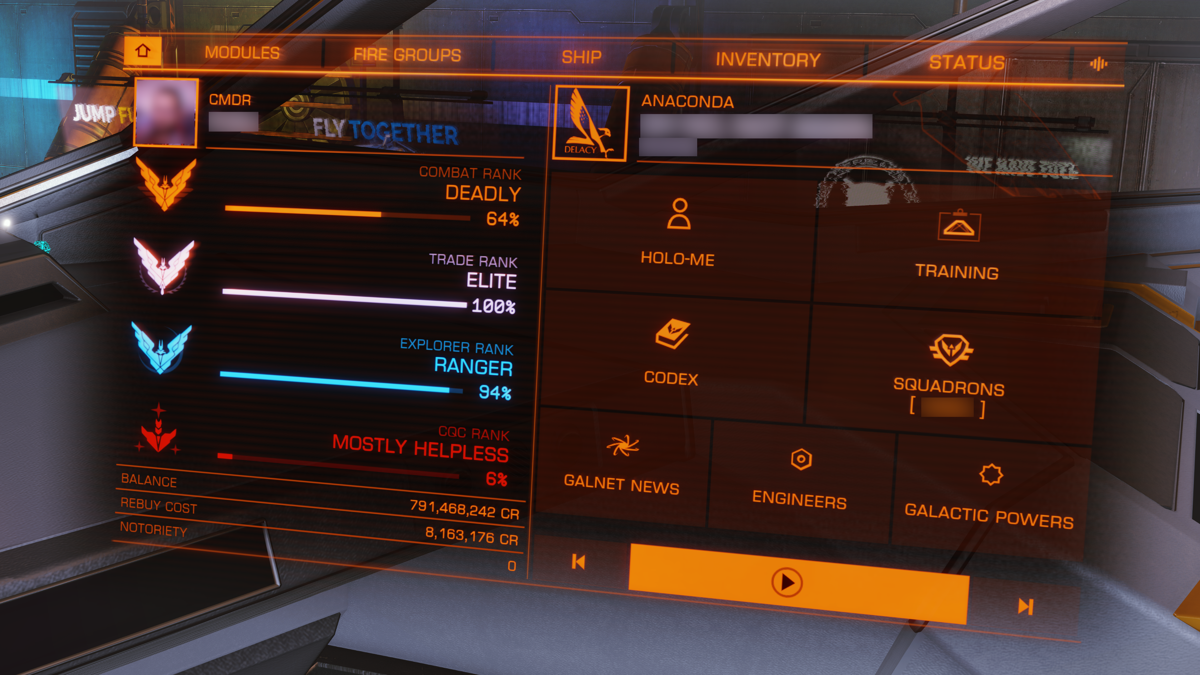 Settings menu - Elite: Dangerous