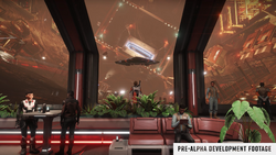 Social hub docking bay view