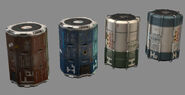 Early development renders of canister models
