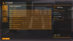 The Component bartering menu at the Bartender