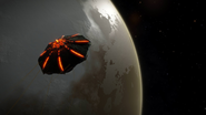 Thargoid Scout Berserker and an ammonia planet