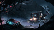 Concept Art of a Scarab next to a Data recorder from Newsletter #115