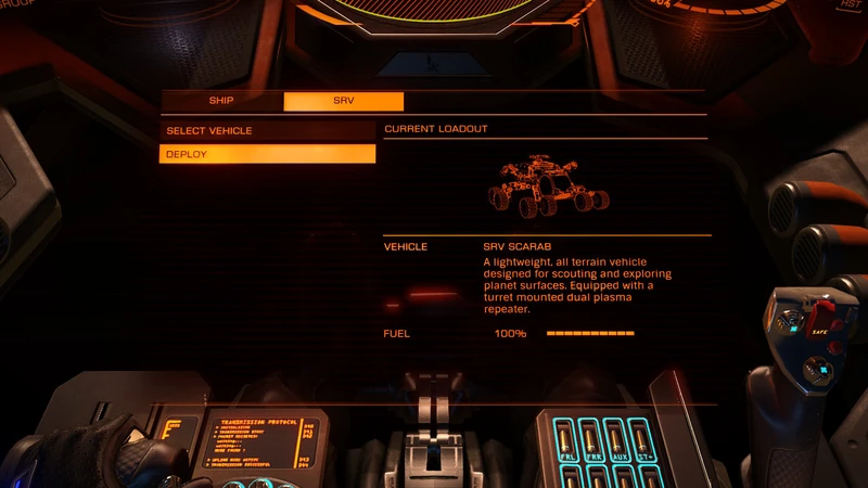 角色面板（下面板，或『3號面板』）會顯示飛船的大致資訊，也可用來管理SRV。