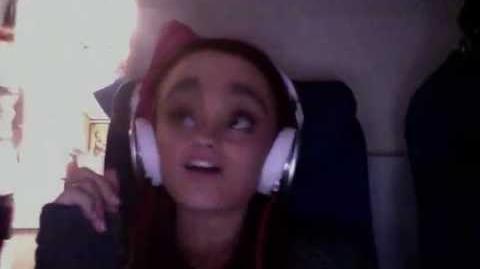 Little Miss Eyebrows Funny video, while abord a plane, Ariana makes fun of her eyebrows.