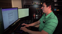 Emile working on a script