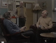 Henry, Amos and Rev Hinton in the back room in February 1986.