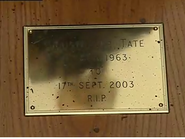 Chris' coffin plate. 11th December 1963 to 17th September 2003.