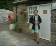 Linda Glover outside the smithy in 1995.