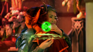 Alena protects herself using the gem enabling her to embrace Pirena without getting harmed.