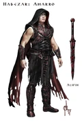 Amarro's complete armor along wih his signature weapon, Alipin.
