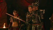 Hagorn shows off his newly obtained weapon.