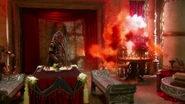 Hagorn unleashes an energy blast against Pirena but the attack missed as Danaya vanished with her it burnt the part of the room that was hit instead.