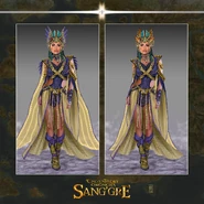 Cassandra Concept Art 2.png (2.06 MB) Cassandra's initial concept art by Noel Layon Flores inspired by a fusion of the color palettes of Lira's golden armor, a royal purple bodice inheriting Cassiopea's color accent, and an elaborate regal headpiece in both designs.