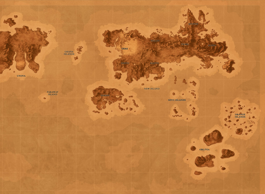 Pokémon World Map Kanto Johto Hoenn Sinnoh Orange Islands Sevii