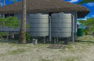 The water barrels used for showers.