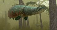 An Endless Ocean 2 promotional image, showcasing an arapaima in the Mangrove Maze.