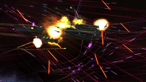 Fighters attacking a capital ship
