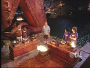 Two teams competing in the E2 Temple of Fate (Brown and Purple)