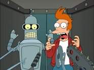 The "slow and horrible" mode of death, about to kill Bender & Fry.