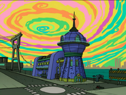 Parallel universe Planet Express building as seen in "The Farnsworth Parabox".