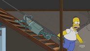 Homer Drags Bender Down the Stairs