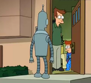 With his father while meeting Bender.