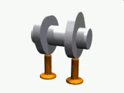 Computer animation of a camshaft operating valves