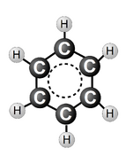 Benzene molecule - ball and stick
