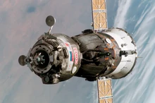 Soyuz TMA-6 spacecraft approaching International Space Station