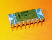  (1971), the first single-chip . It is a 4-bit  (CPU),  on a    (LSI) chip with a .