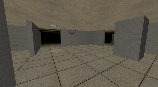 Backrooms Level 1 is a massive warehouse with concrete floors and