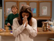 Rebecca blows boogers in tissue