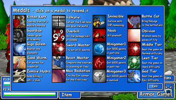 Medals screen in EBF2