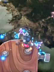 Pink and blue Bunny Children surrounding Mickey