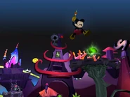 The early "Hero Mickey" jumping to a platform to collect an E-Ticket.