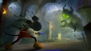 Mickey facing the Blot in a corridor