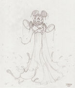 A concept sketch of Mickey using his early Paint/Thinner abilities to hover in the air.