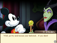 Mizrabel speaking to Mickey in-game.