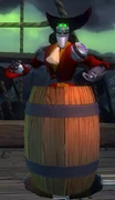 Animatronic Captain Hook in a barrel