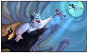 Concept art with Ursula, dragging Gus inside the Jug.